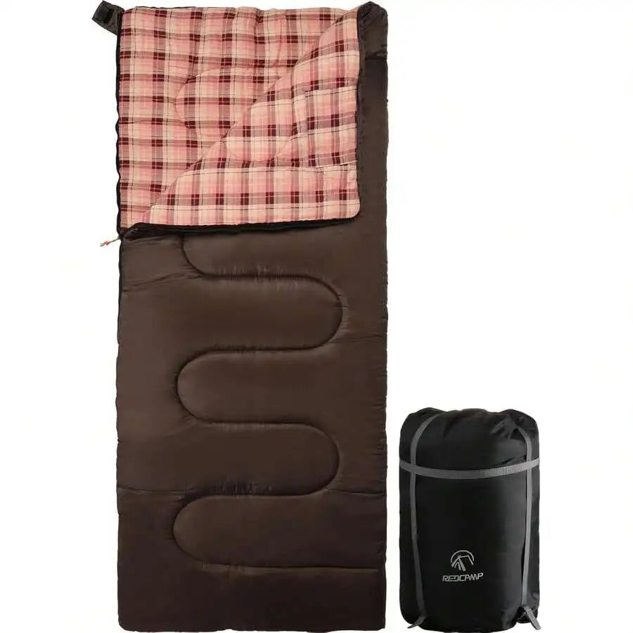 Cotton Flannel Envelope Sleeping Bag 3-4 Season Comfort