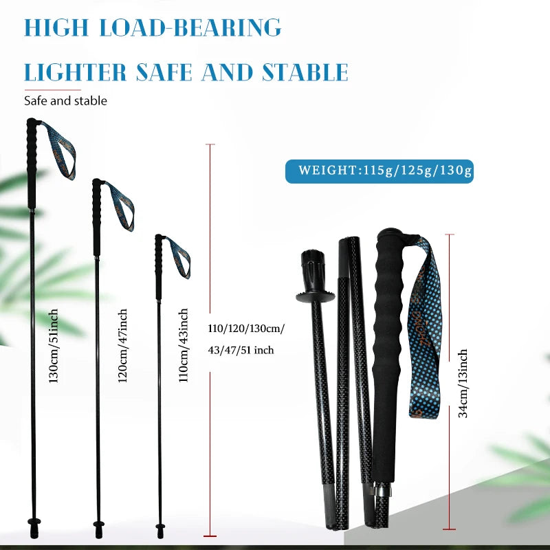 OKHEALING CN Carbon Fiber Trekking Poles Collapsible Telescopic