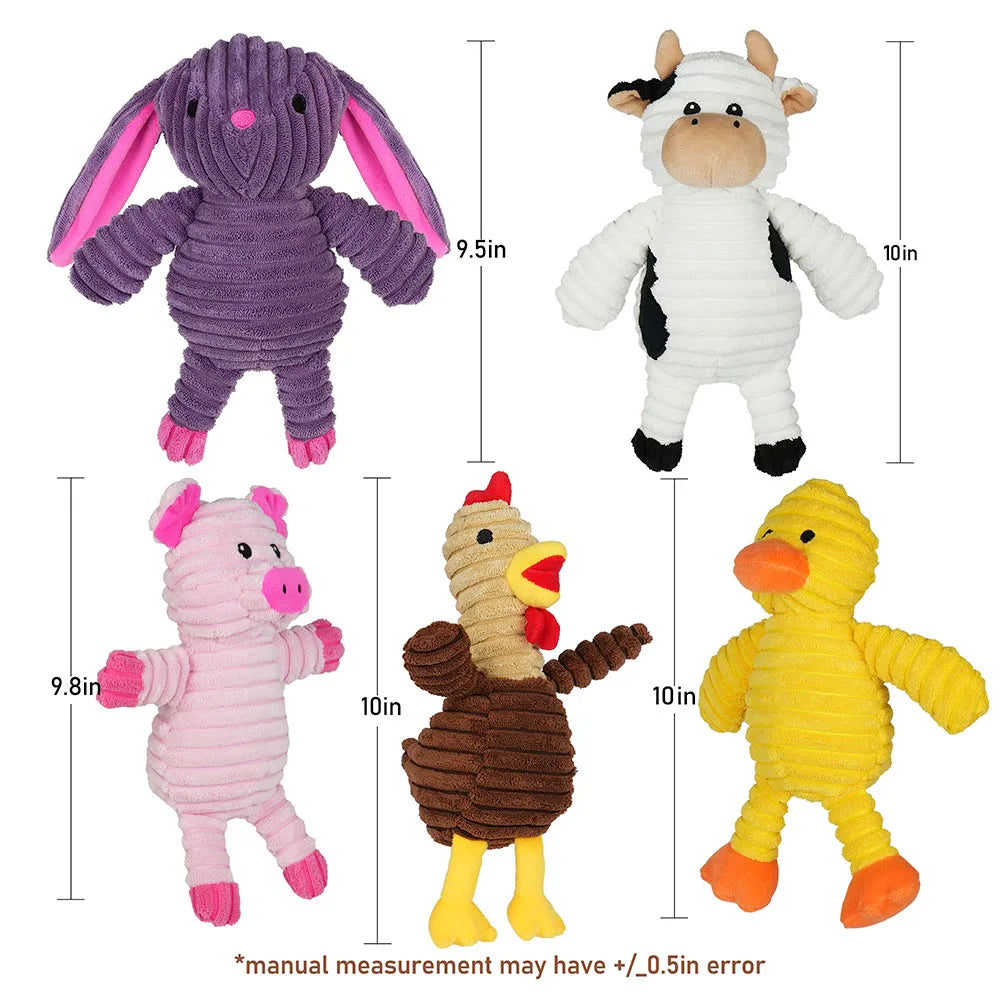 5 Pack Plush Squeaky Dog Toys Chew Bundle Value Collection