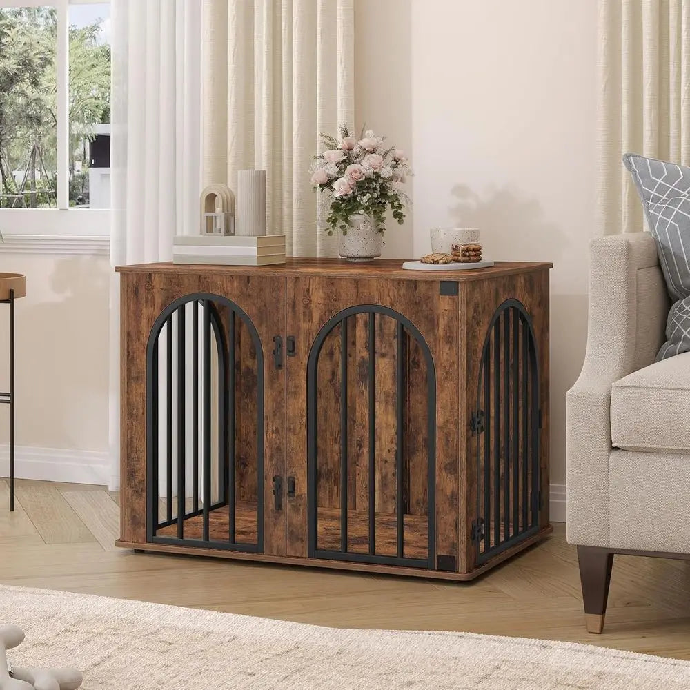 Wooden Dog Crate Indoor Kennel With Side Table Heavy Duty