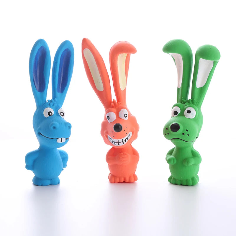 Naughty Rabbit Latex Dog Chew Toy Durable Rubber Squeaker