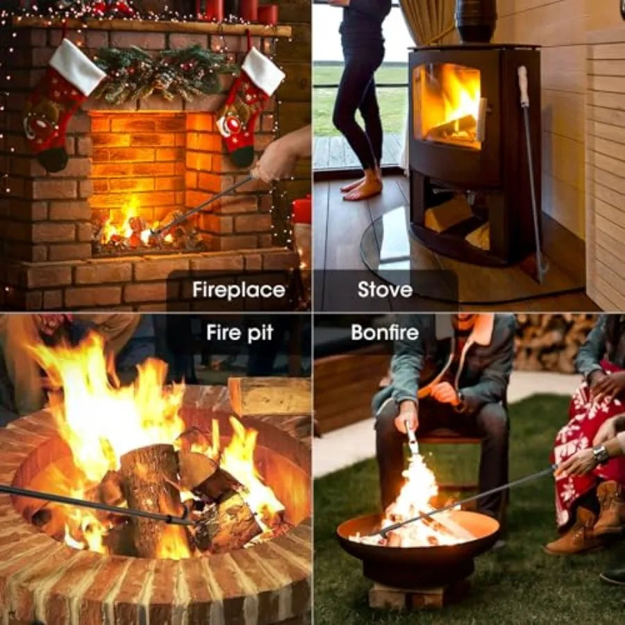 Heavy Duty Camp Fire Stick With Wooden Handle For Camping