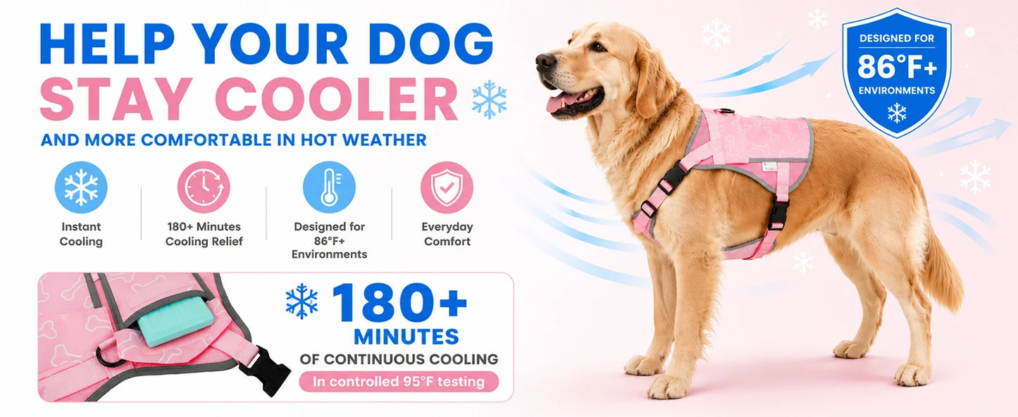 Cooling Vest For Dogs With Replaceable Cooling Packs, Lightweight