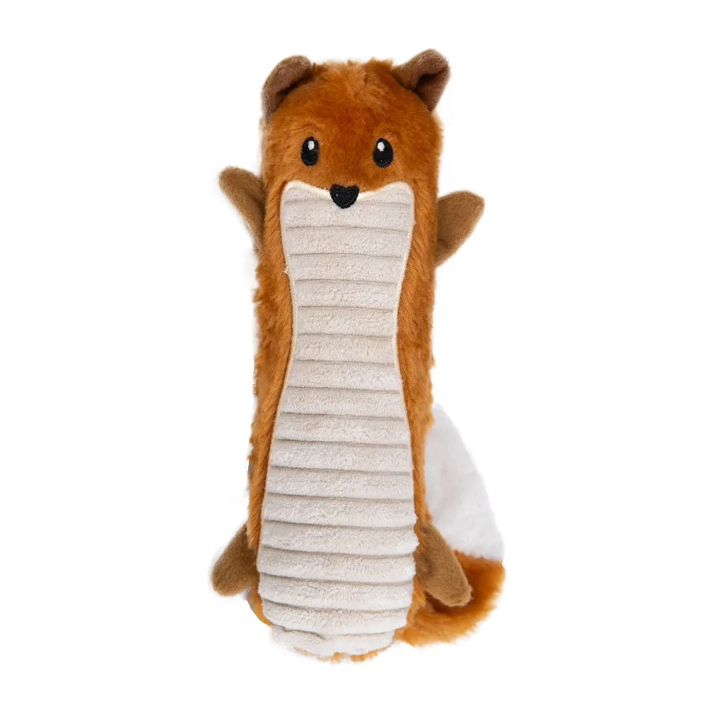 Squeaky Plush Fox Dog Toy No Stuffing Chew Resistant Interactive Teether