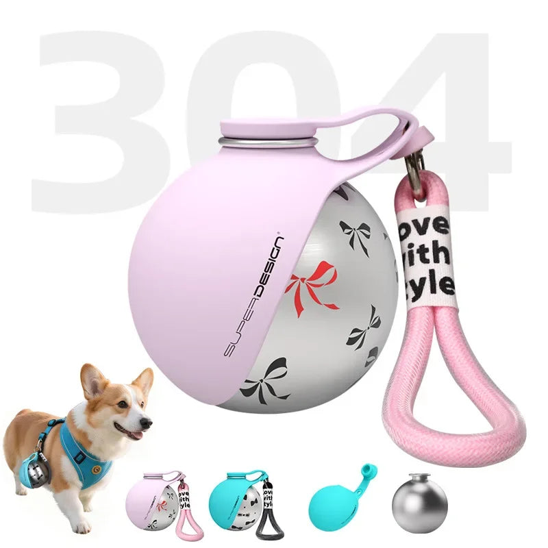 Portable Outdoor Pet Water Bottle With Bowl Stainless Steel 304