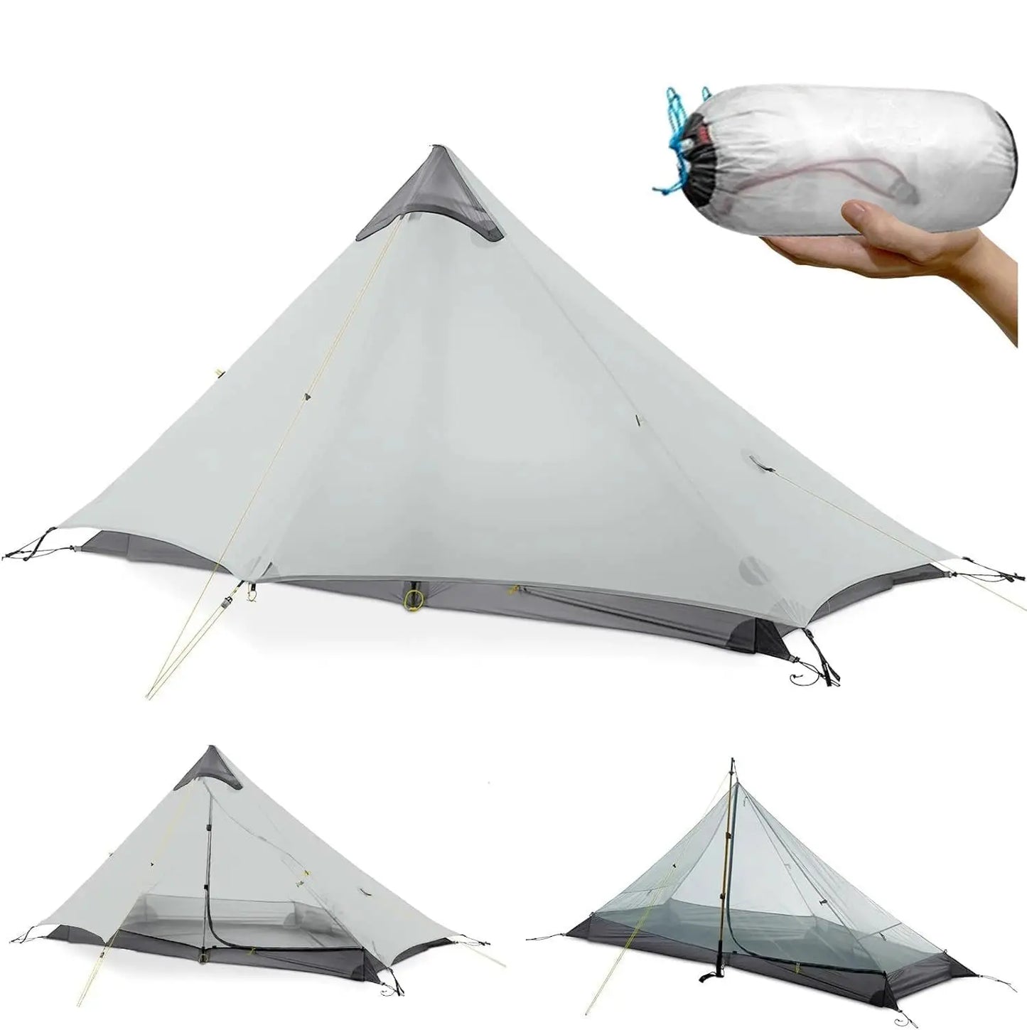 Ultralight 1-Person Pyramid Tent 3-Season Waterproof
