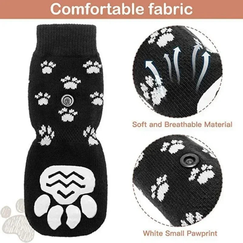 Adjustable Anti Slip Dog Socks Paw Protection Indoor Soft Cotton