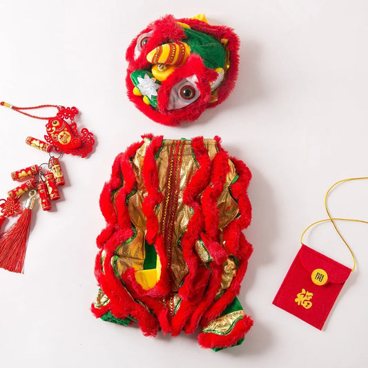 2026 Costume Lion Dance Dog And Cat Spring Festival Dog Costume Chinese New Year Role Play Puppy Pet Chihuahua Puppy Costume