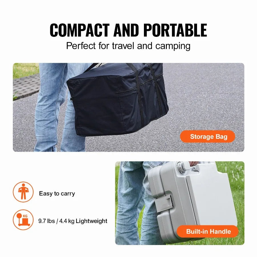 Portable Camping Toilet With Carry Bag And 3.2 Gal Tank