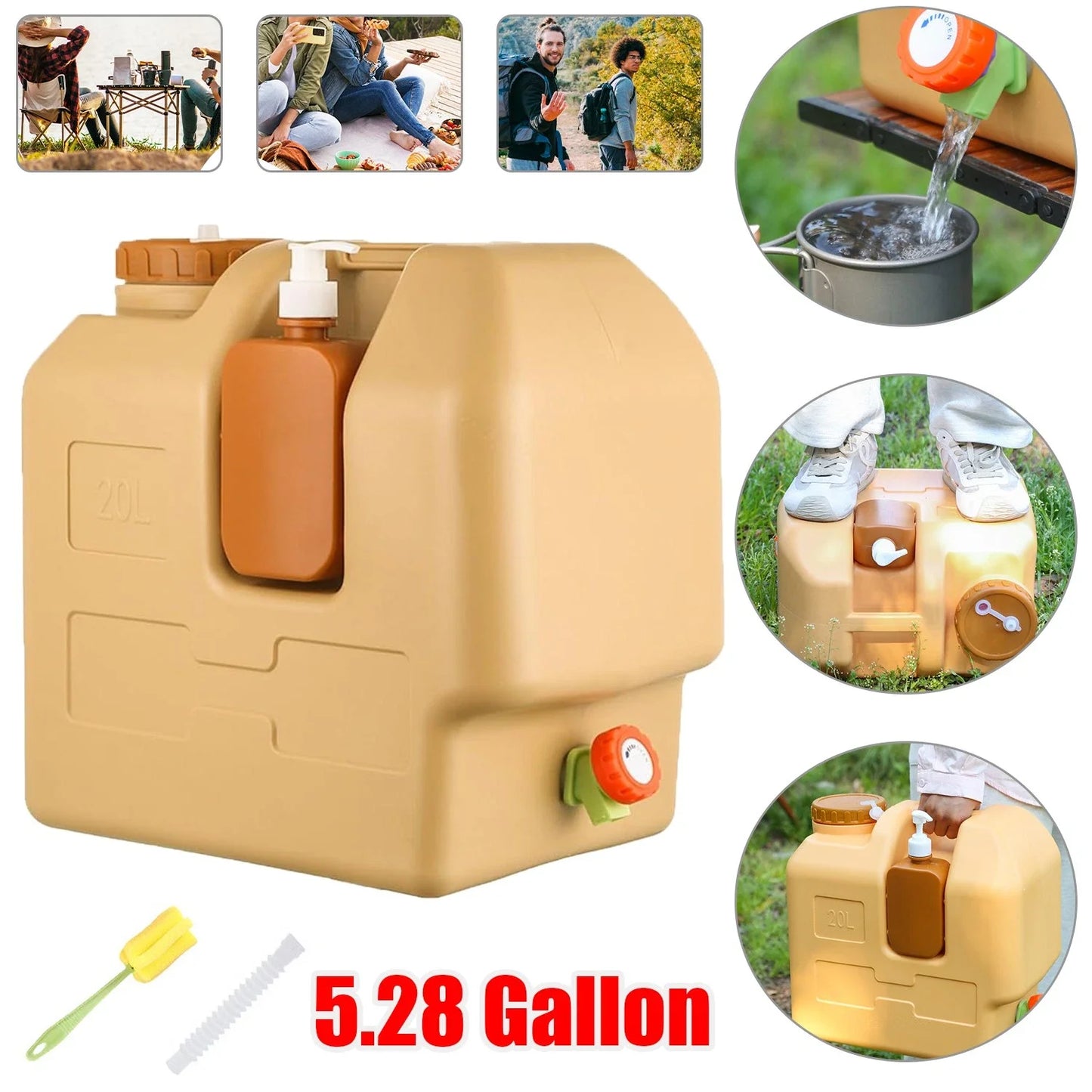 Emergency Water Container With Spigot For Outdoor Adventures