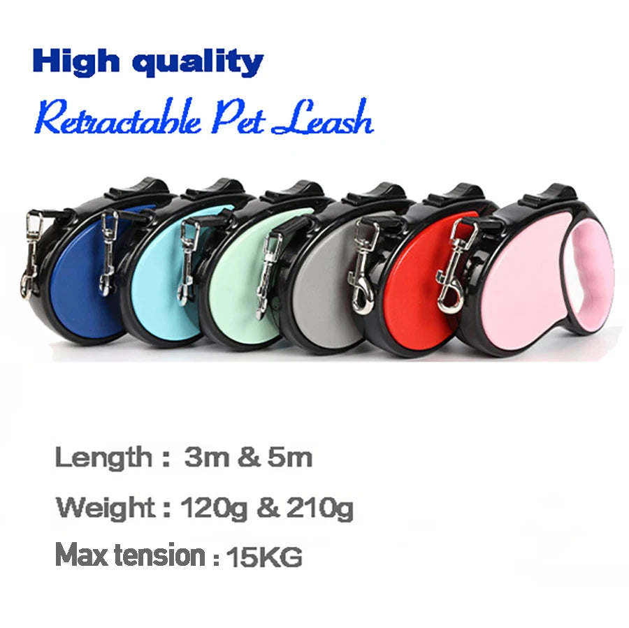 Retractable Nylon Dog Leash With Reflective Feature