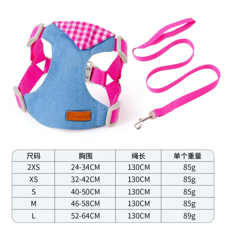 Cowboy Style Dog Harness And Leash Set Adjustable Pet Accessory