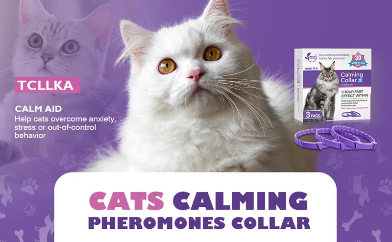 Dog Cat Calming Collar For Anxiety Relief Breakaway Quick Release