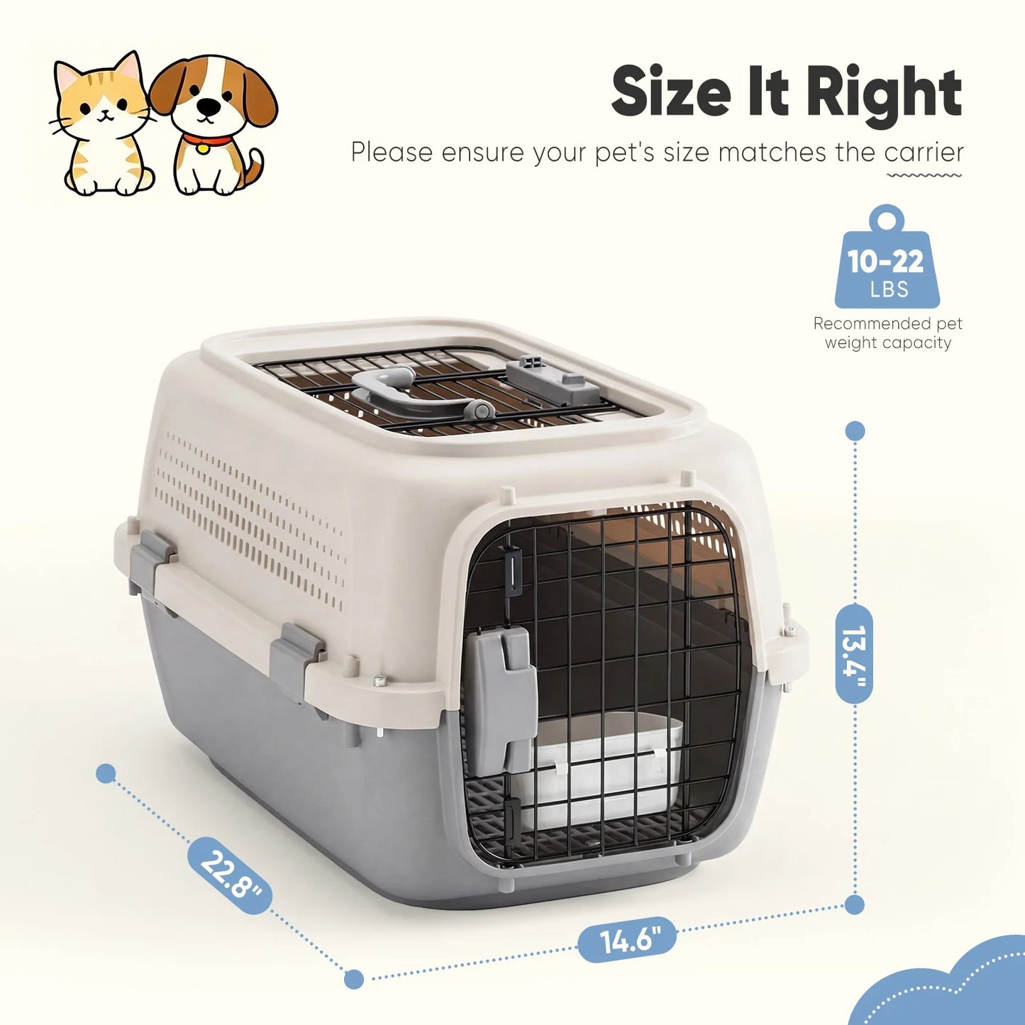Pet Carrier For Small Dogs And Cats Front Top Load Wire Door Crate