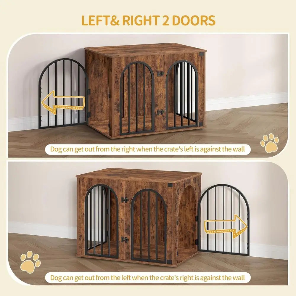 Wooden Dog Crate Indoor Kennel With Side Table Heavy Duty
