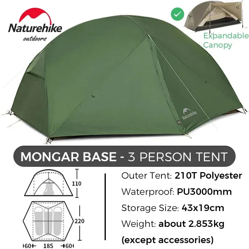 Naturehike Mongar BASE Camping Tent For 2 To 3 People