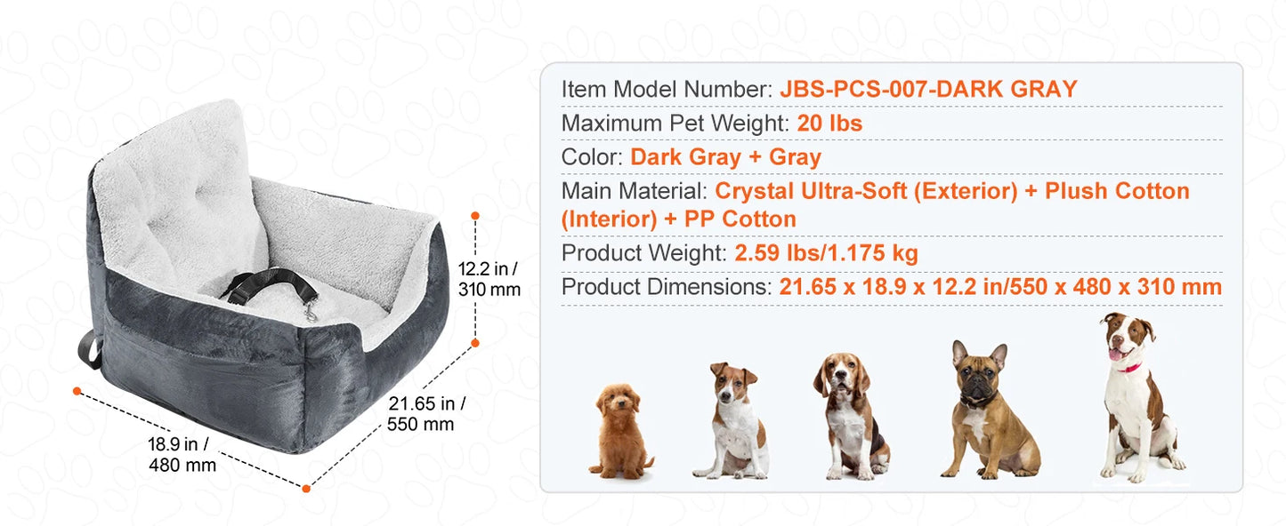 SucceBuy Dog Car Seat Waterproof Booster With ClipOn Leash