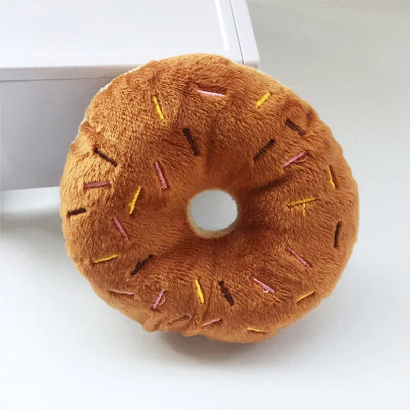 PetMundo Soft Plush Donuts Dog Toy With Squeaker Sound