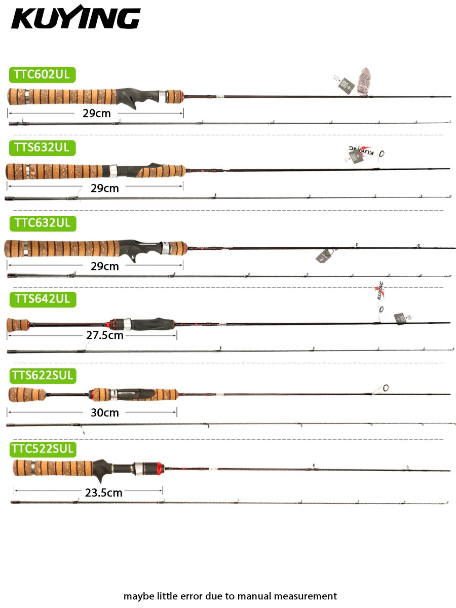 KUYING TETON Spinning Casting Rod For Fishing Lure Rods BFS Pole Carbon 0.8-8g 1-8lb FUJI Parts Baitcaster