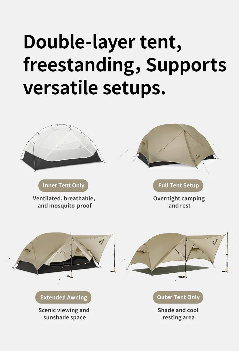 Naturehike Mongar Ultralight Backpacking Tent 15D Nylon Waterproof