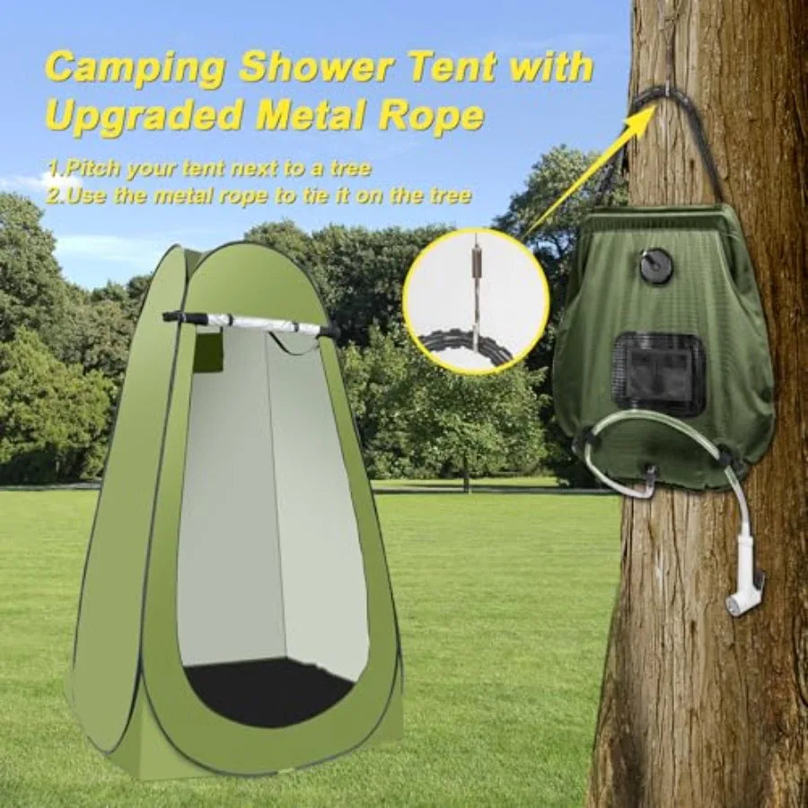 Portable Privacy Tent With 5 Gallon Shower Bag Nozzle Upgraded