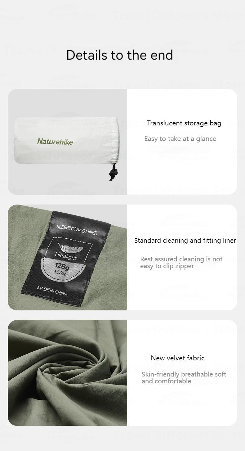Ultralight 128g Sleeping Bag Liner Cotton Filled for Camping