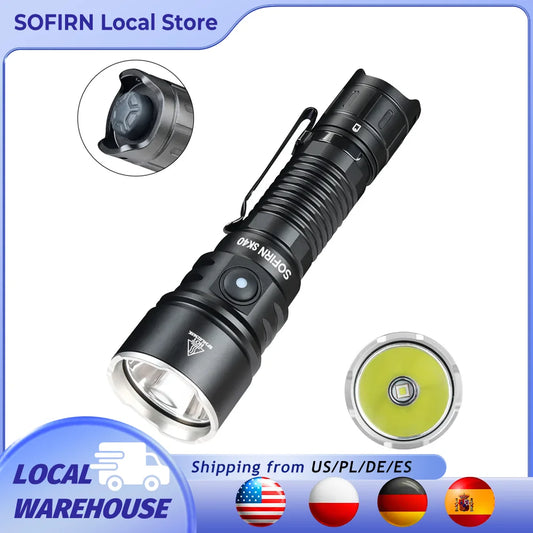 Sofirn SK40 SFT70 LED Flashlight 3200LM 580m Long-Range Spotlight Rechargeable