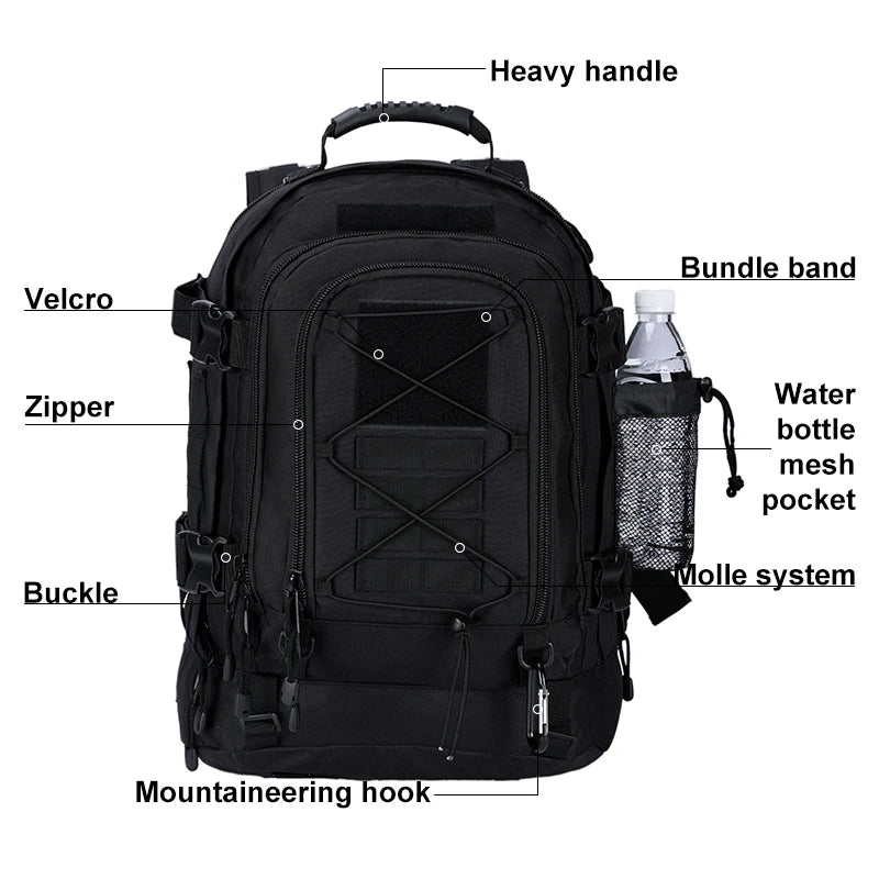 LQARMY Military Tactical Backpack Rucksack for Outdoor Adventures