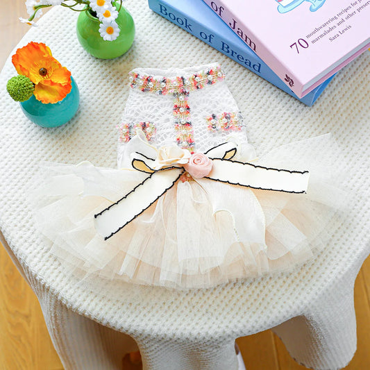Dog Tutu Dress With 3D Flower Knot Bow For Celebration - Paws and Pro's Outfitters