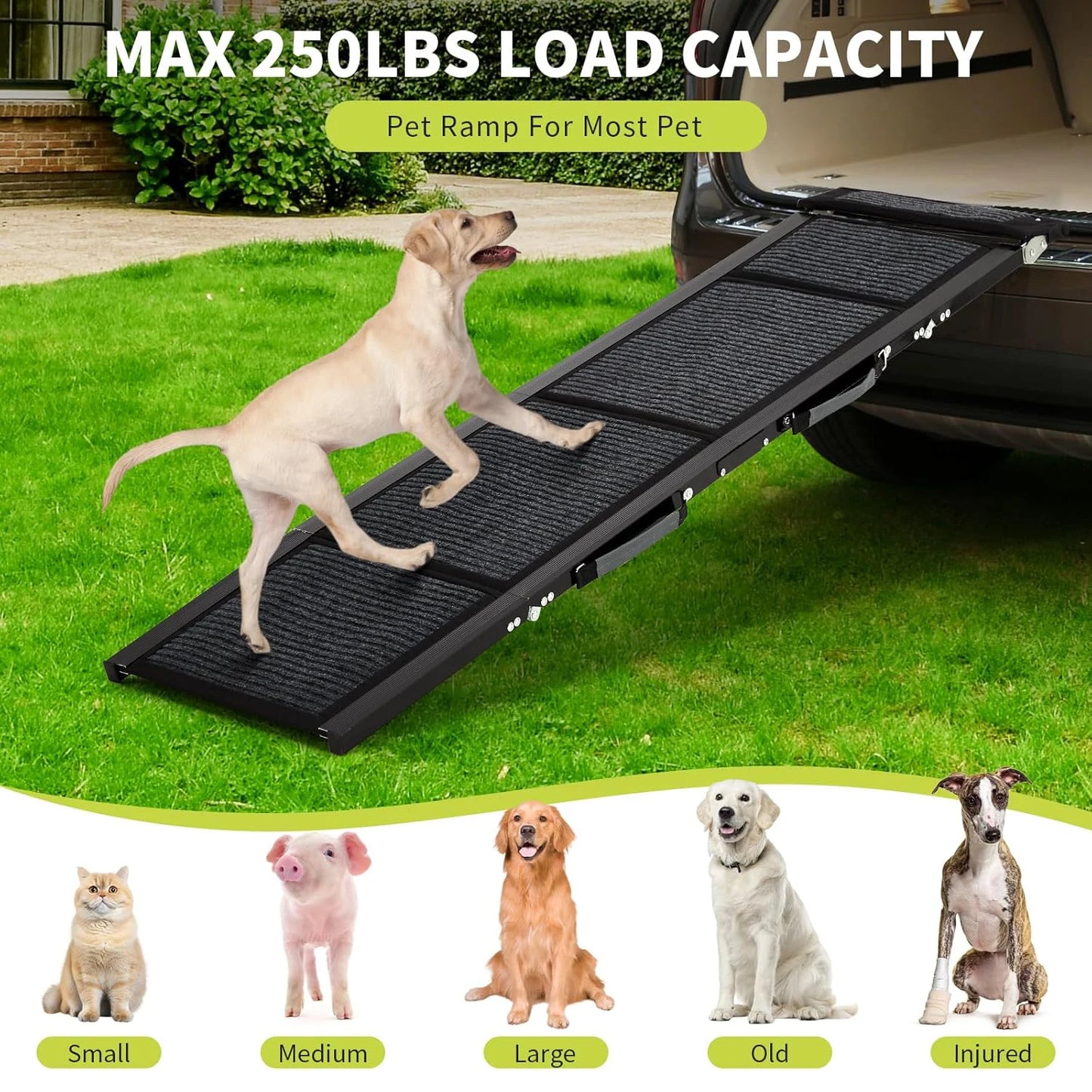 HiMISS Upgraded Dog Ramp for Cars Folding Pet Ramp NonSlip