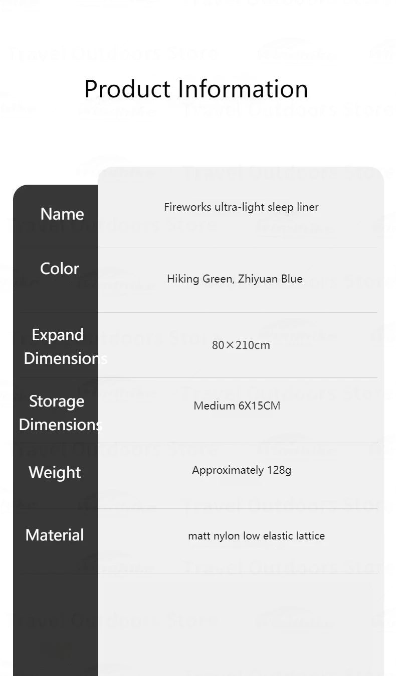 Ultralight 128g Sleeping Bag Liner Cotton Filled for Camping