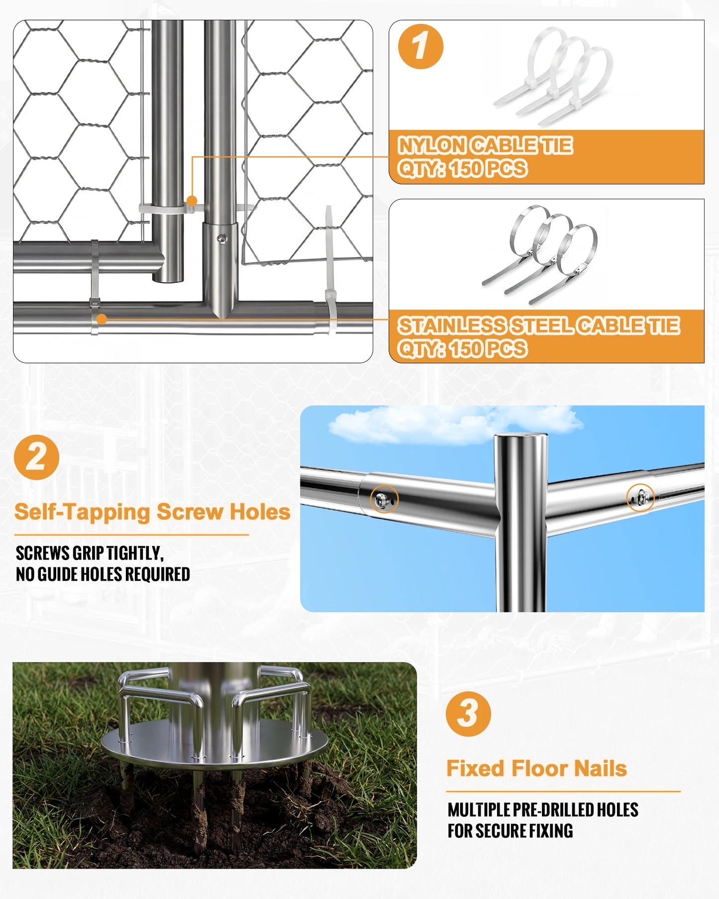 Outdoor Dog Kennel With Rotating Feeder Heavy Duty Roofed