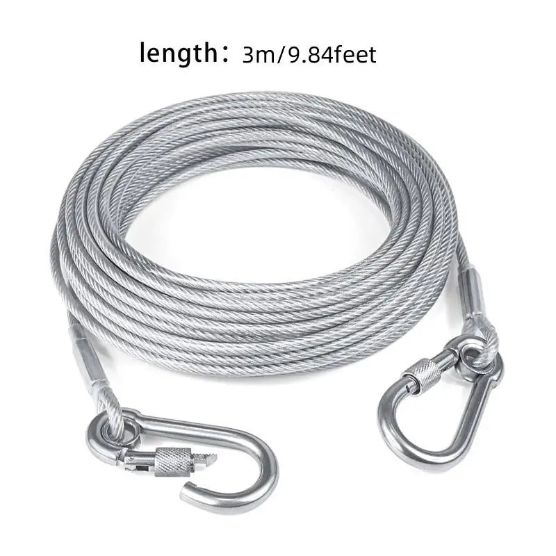 Double Headed Stainless Steel Dog Tie Out Cable Leash With Metal Buckle