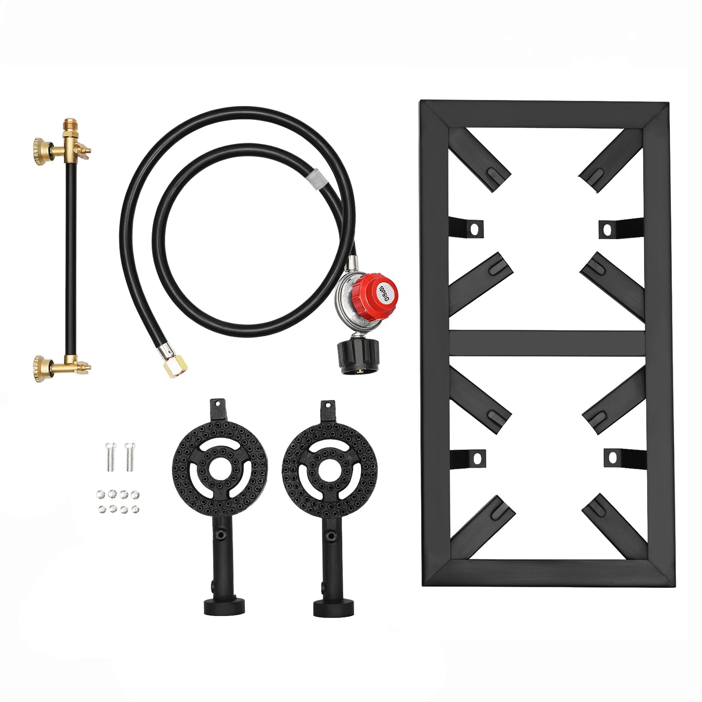 Portable Double Burner Gas Stove With 0-10 PSI Regulator