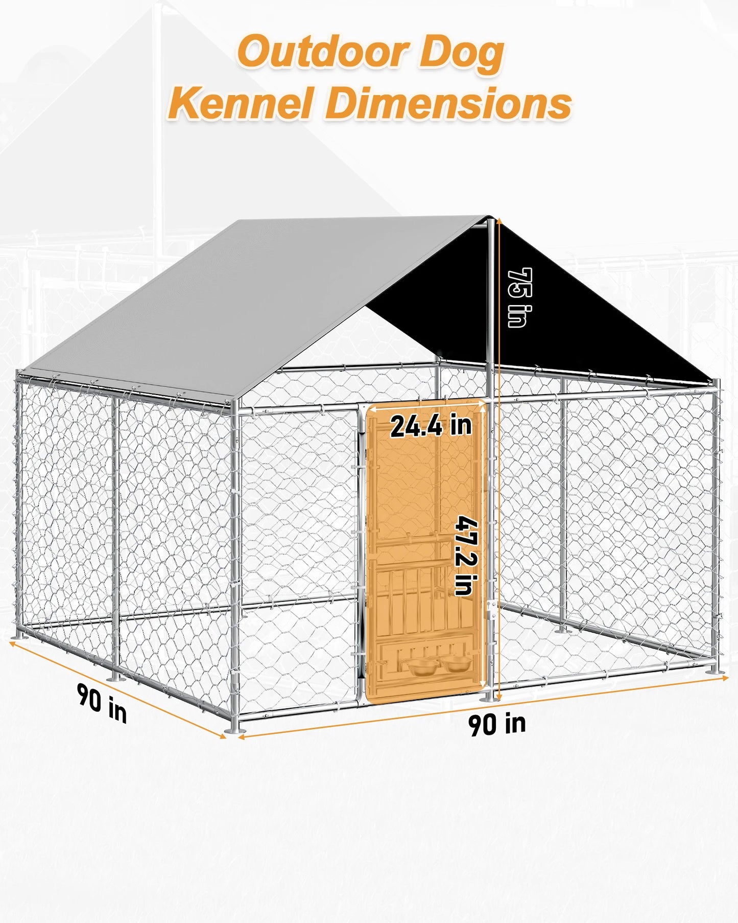 Outdoor Dog Kennel With Rotating Feeder Heavy Duty Roofed