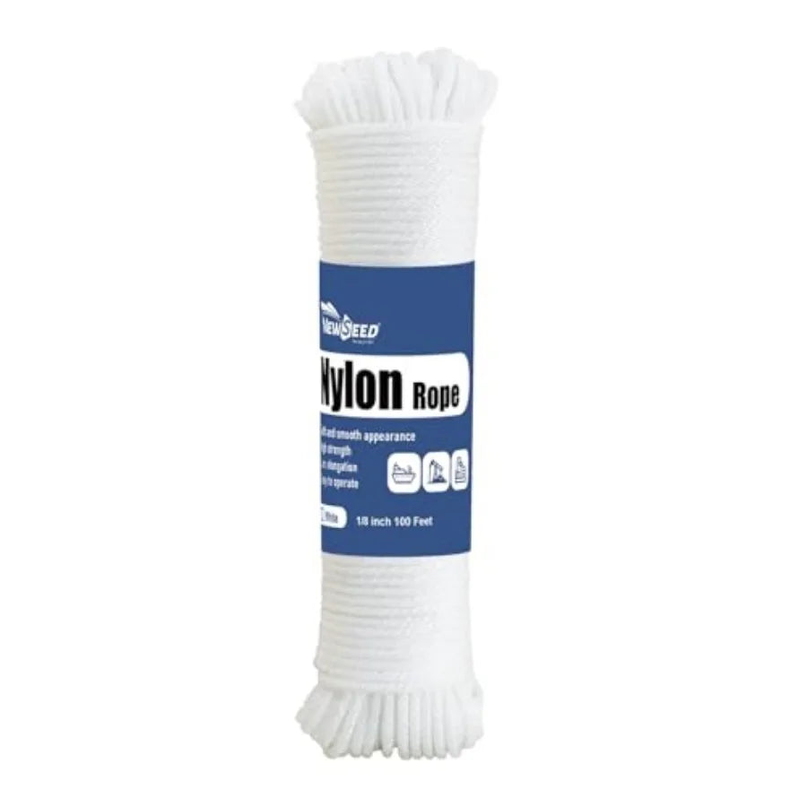 NEWSEED 100 Feet ch Nylon Rope Multipurpose Heavy Duty Utility Rope for door and Outdoor Use, Strong and Abrasion Perfect for C