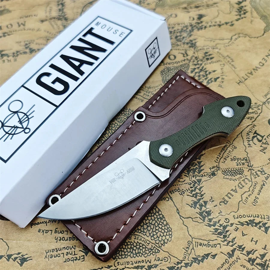 GiantMouse GMF3 Fixed Blade Knife With Leather Sheath