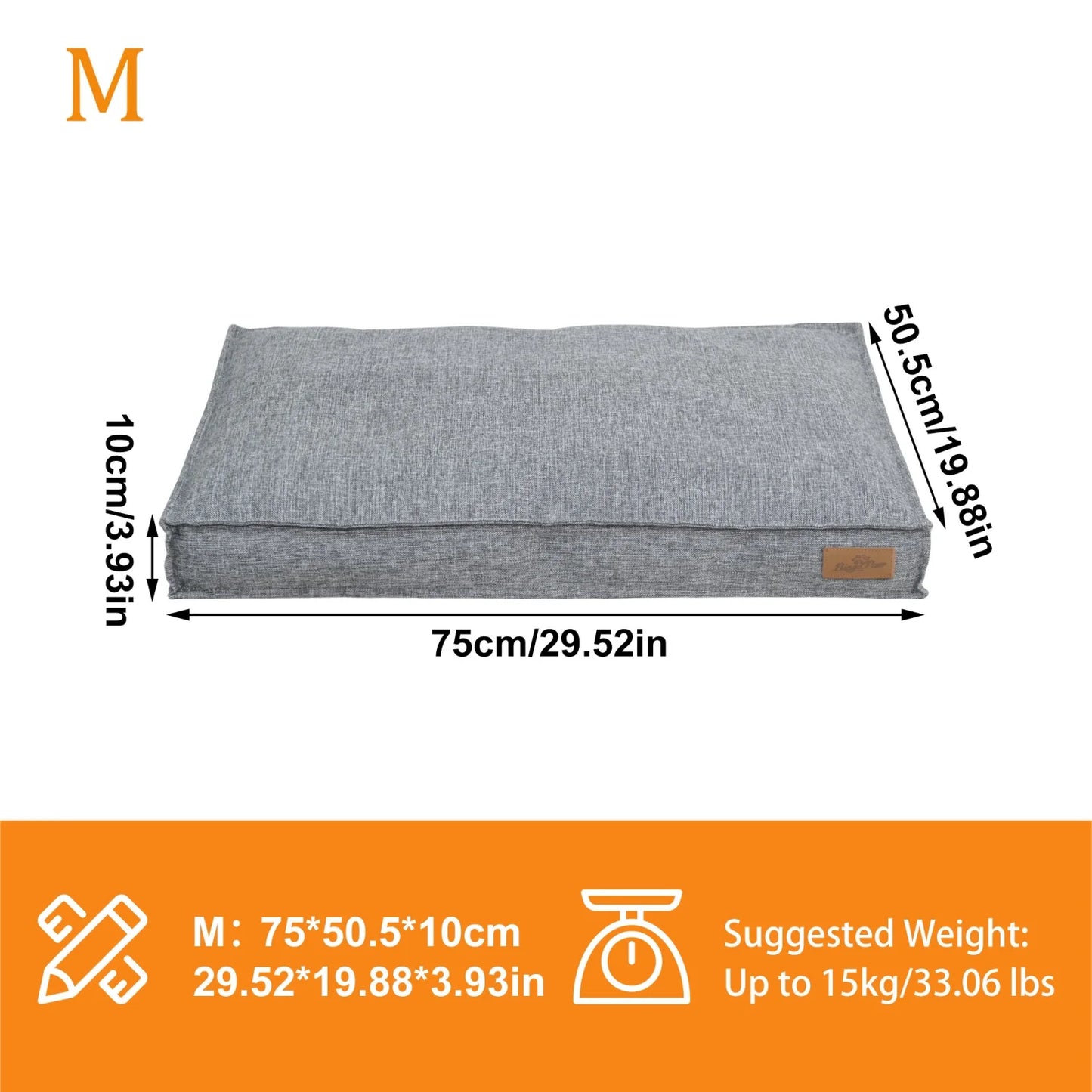 BINGOPAW Waterproof Linen Cover Dog Bed With Foam Base