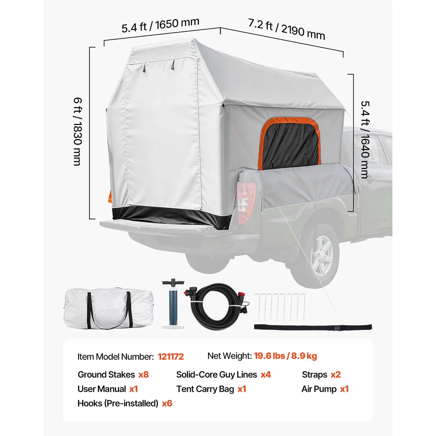 SucceBuy Inflatable Truck Bed Tent Three Season Ventilated Mesh Windows Hiking