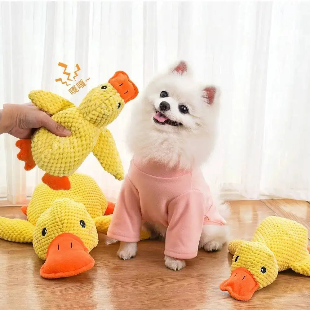 Dog Plush Calming Duck Toy Squeaky Chew for Puppies