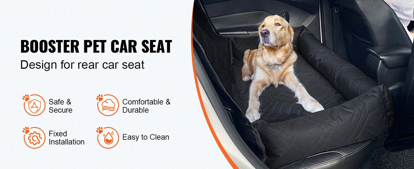 SucceBuy Dog Car Seat Waterproof Booster With ClipOn Leash