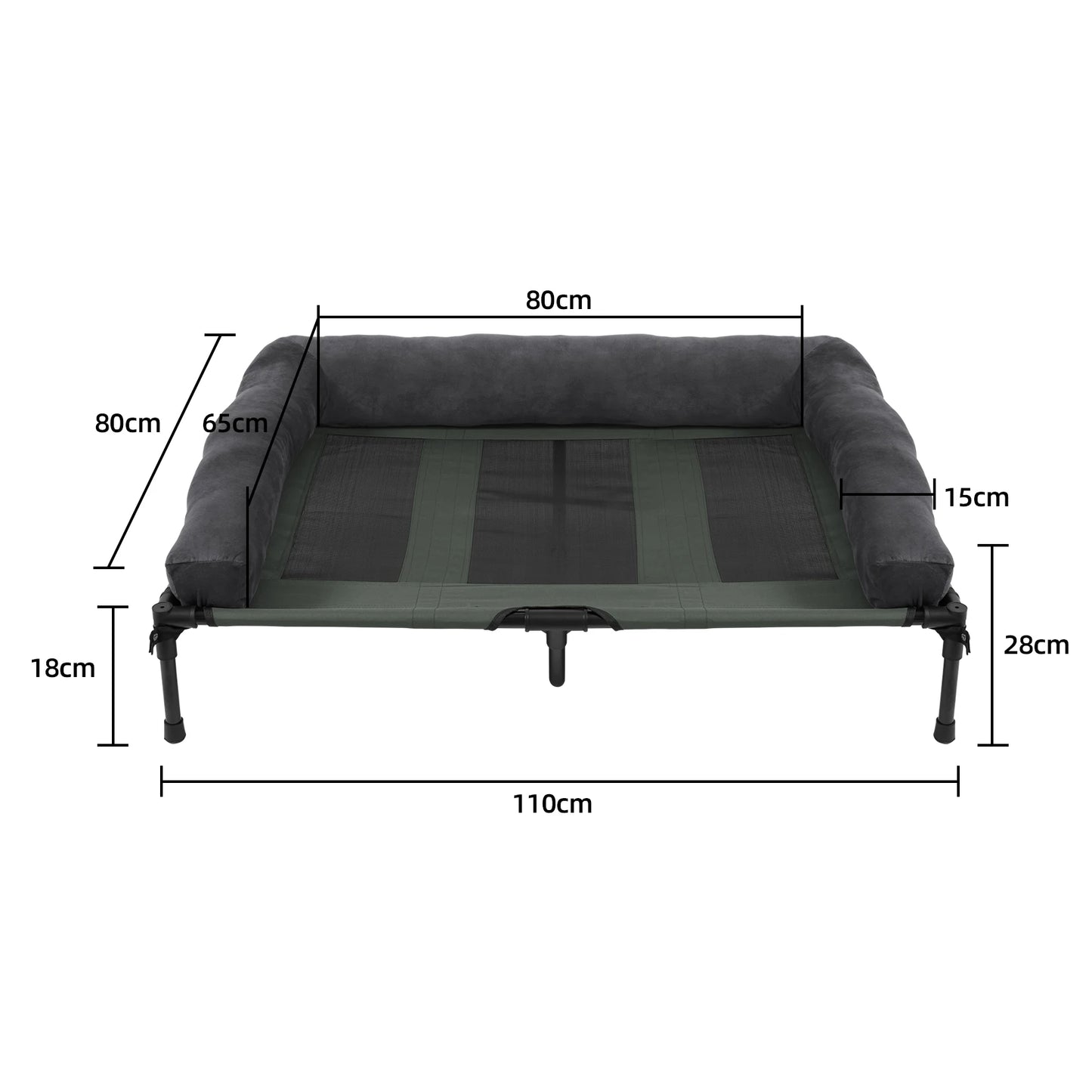 Bingopaw Elevated Cooling Dog Bed With Mesh Bolster Indoor Outdoor