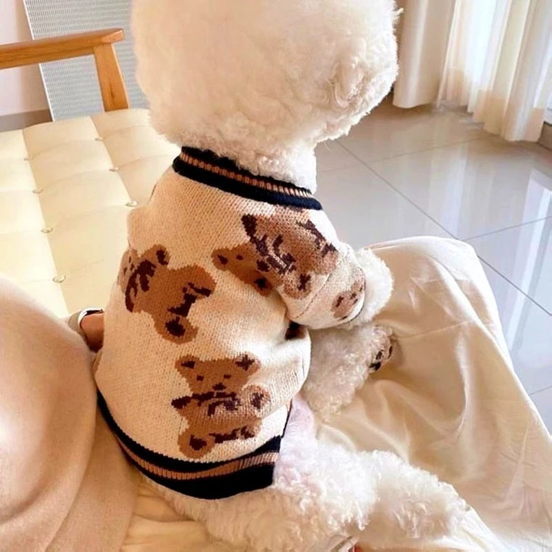 Striped Cotton Cardigan Sweater For Small Dogs And Kittens