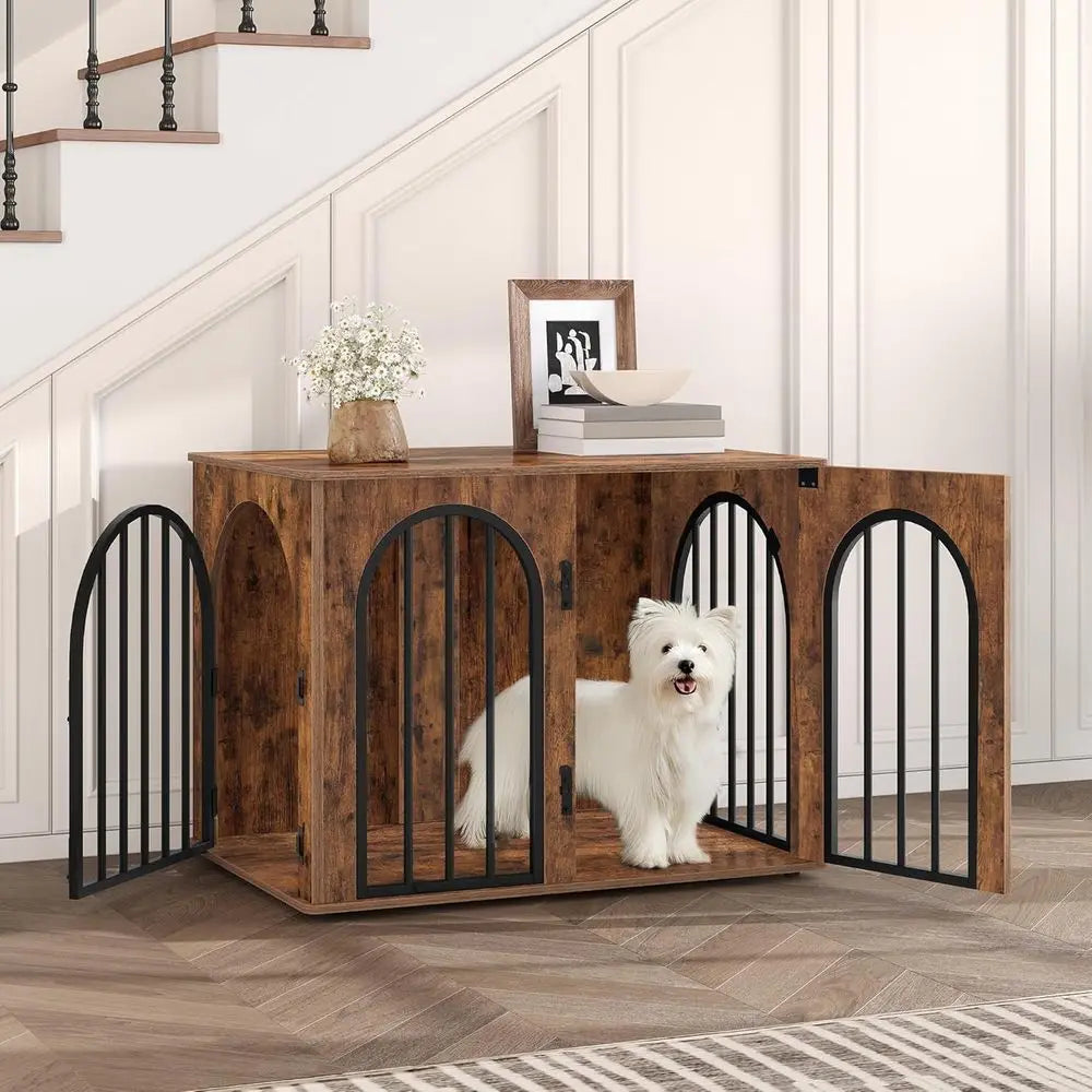 Wooden Dog Crate Indoor Kennel With Side Table Heavy Duty