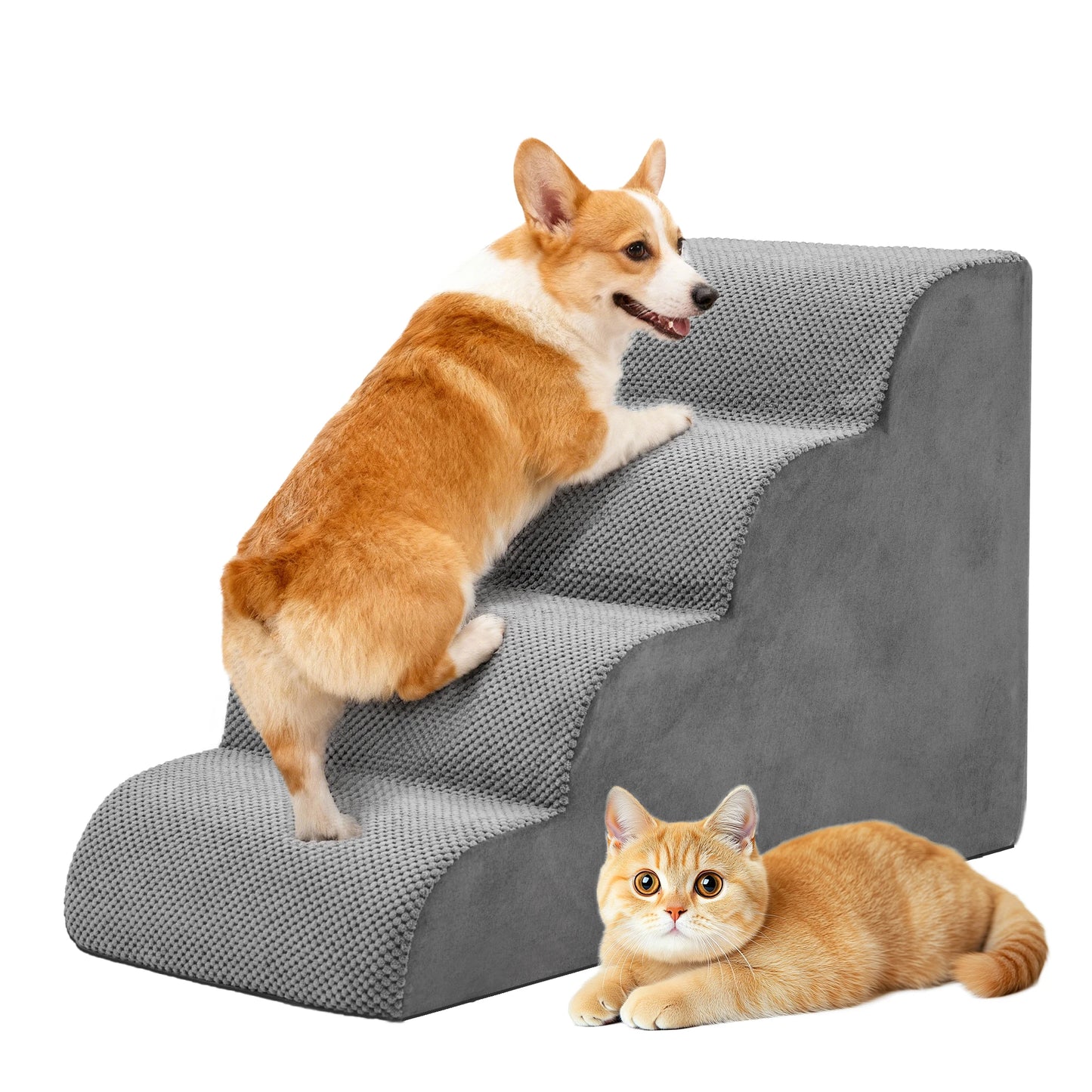 JHK 3-5 Step Foam Stairs Ramp for Small Dogs Indoor