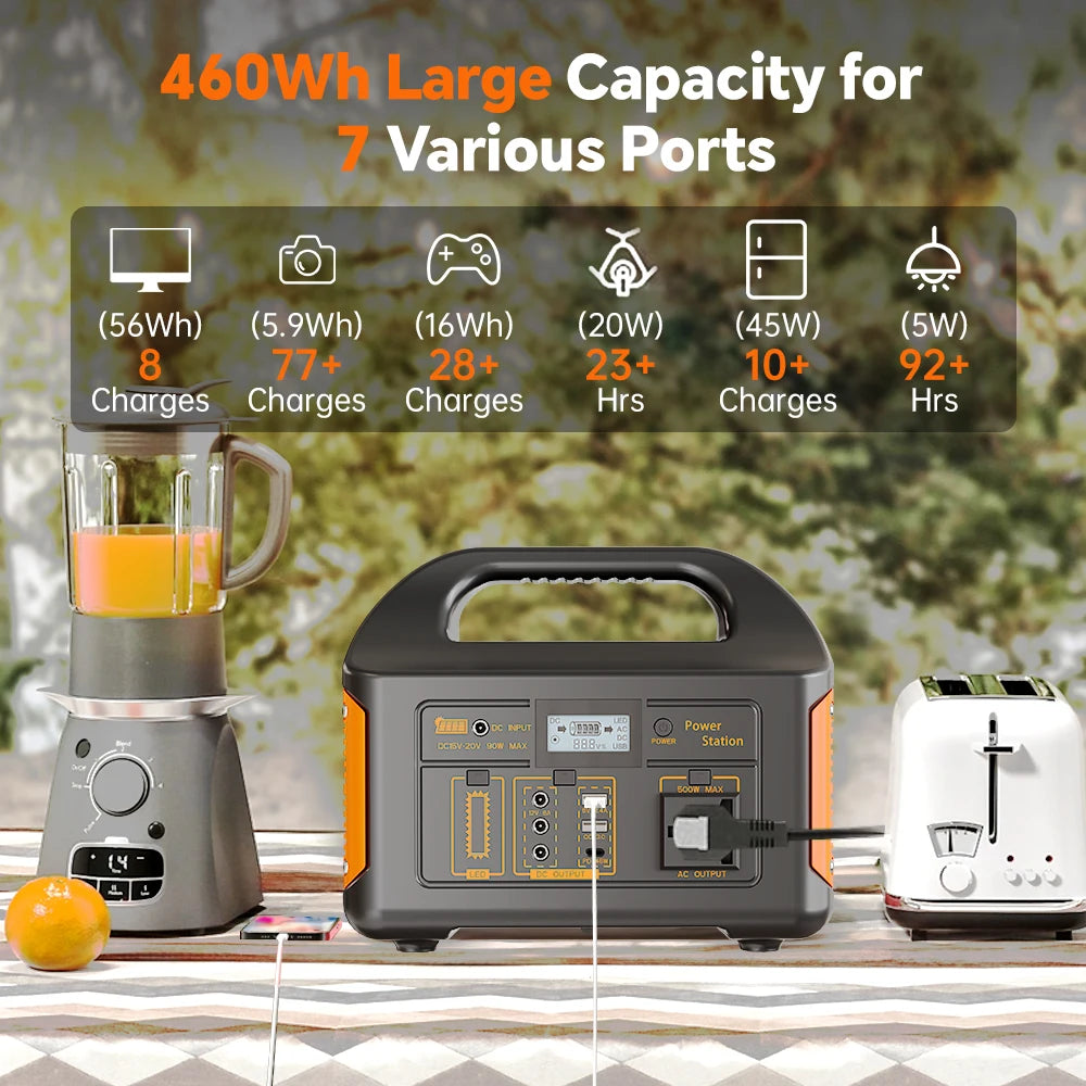 GaiaRay Electric 500W Portable Solar Power Station LifePO4 Battery