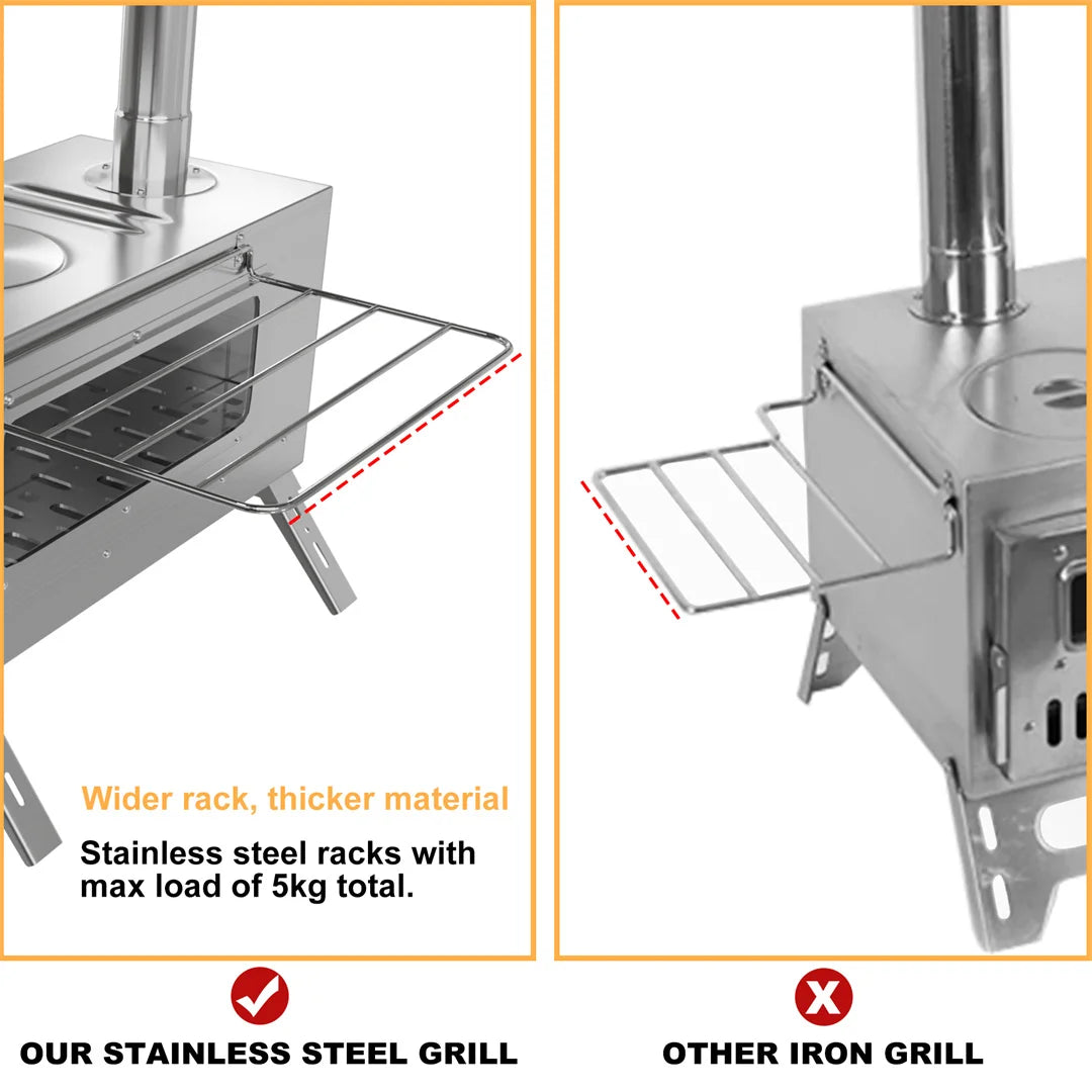 Hot Tent Wood Burning Stove Portable With Stainless Chimney Pipes