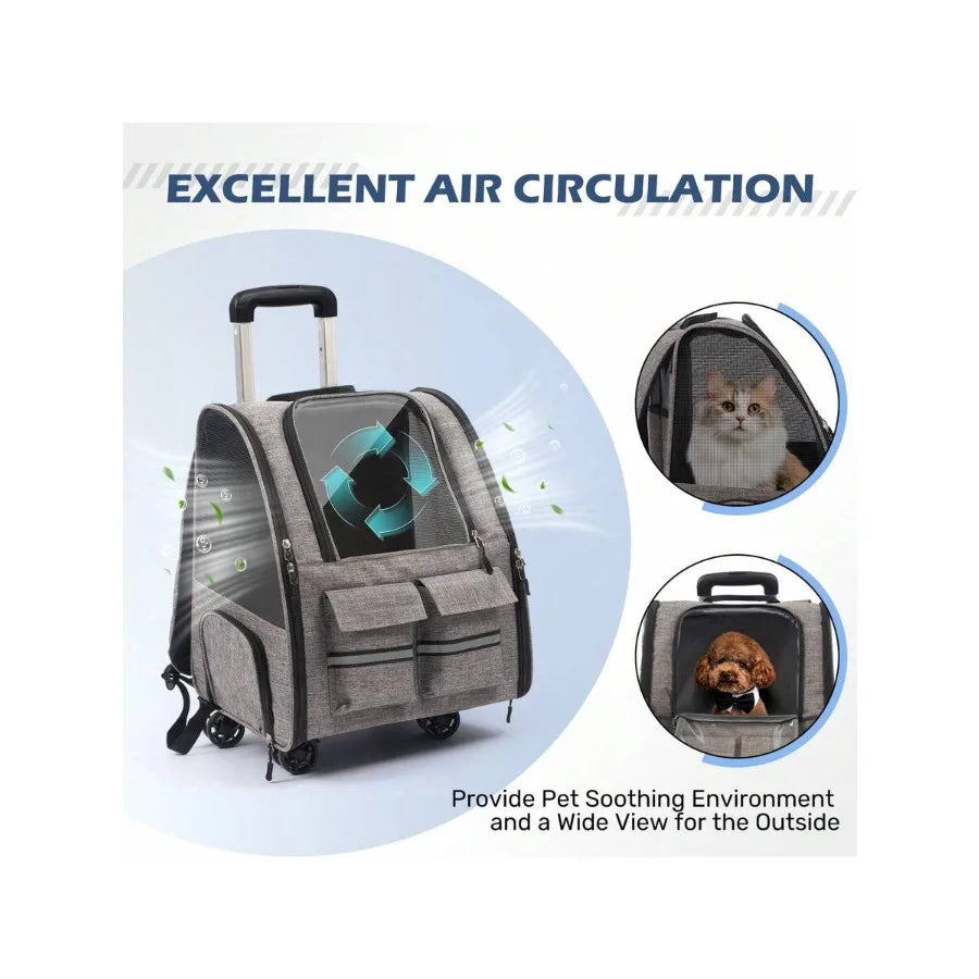 2in1 Trolley Cat Carrier With Wheels Airline Approved