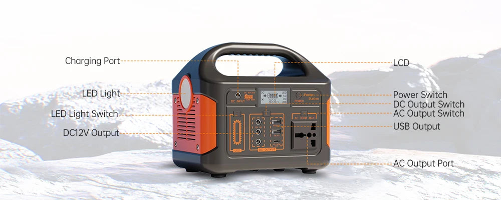 GaiaRay Electric 500W Portable Solar Power Station LifePO4 Battery