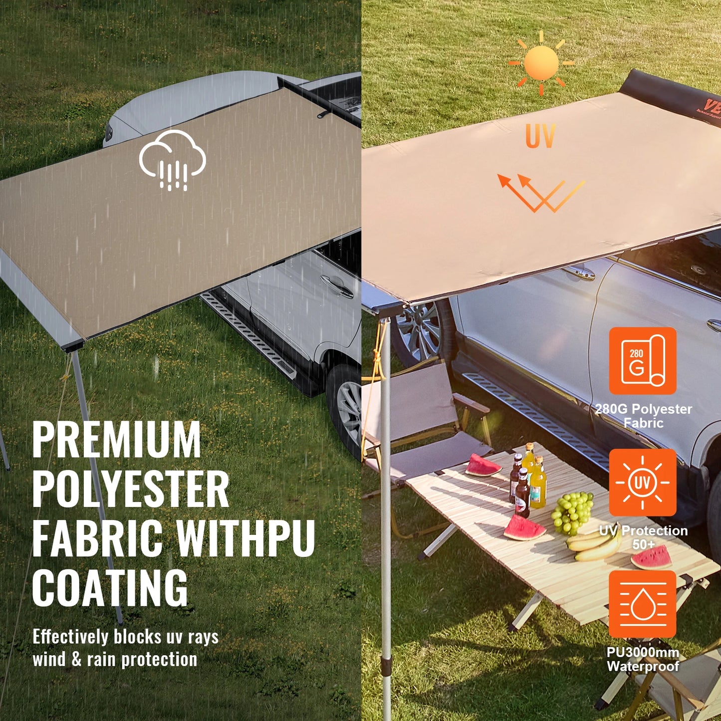 SucceBuy Vehicle Awning Retractable Car Side Shelter Waterproof Storage Bag